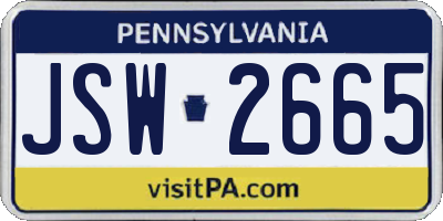 PA license plate JSW2665