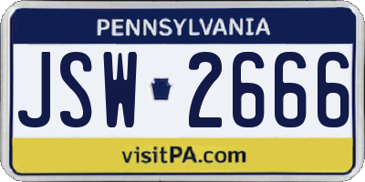PA license plate JSW2666