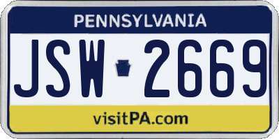 PA license plate JSW2669