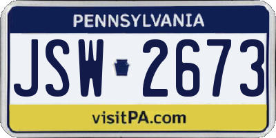 PA license plate JSW2673