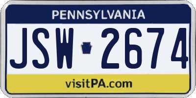 PA license plate JSW2674