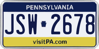 PA license plate JSW2678