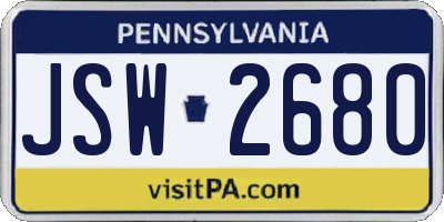 PA license plate JSW2680