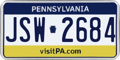 PA license plate JSW2684