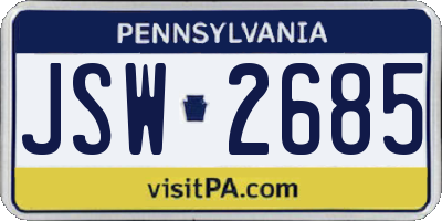 PA license plate JSW2685