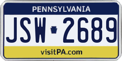 PA license plate JSW2689