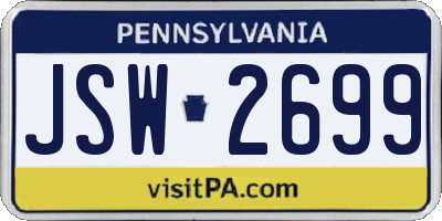 PA license plate JSW2699