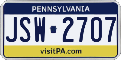 PA license plate JSW2707