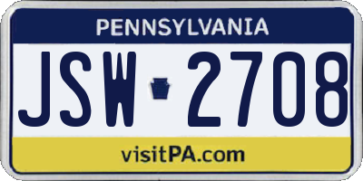 PA license plate JSW2708