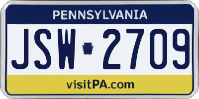 PA license plate JSW2709