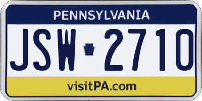 PA license plate JSW2710