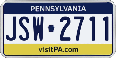 PA license plate JSW2711
