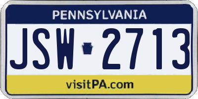 PA license plate JSW2713