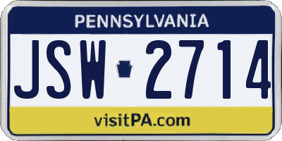 PA license plate JSW2714