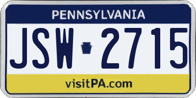 PA license plate JSW2715