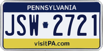 PA license plate JSW2721