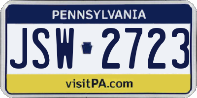 PA license plate JSW2723