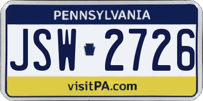 PA license plate JSW2726