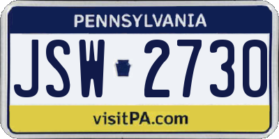 PA license plate JSW2730