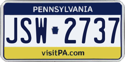 PA license plate JSW2737