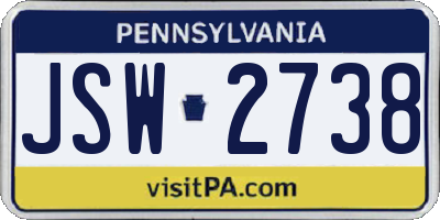 PA license plate JSW2738