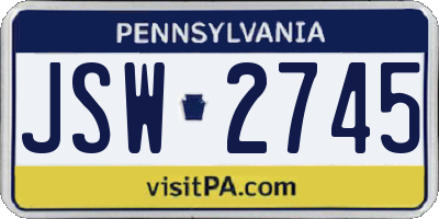 PA license plate JSW2745