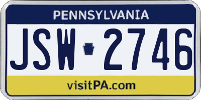 PA license plate JSW2746