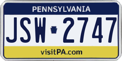 PA license plate JSW2747