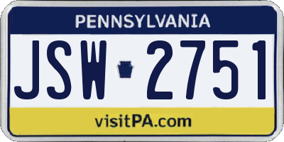 PA license plate JSW2751