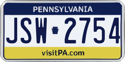 PA license plate JSW2754