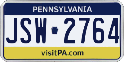 PA license plate JSW2764