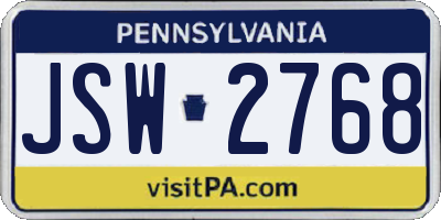 PA license plate JSW2768