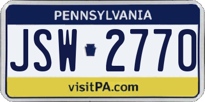 PA license plate JSW2770