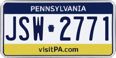 PA license plate JSW2771