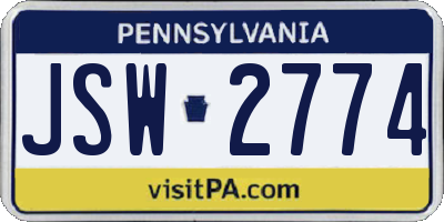 PA license plate JSW2774