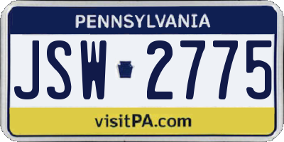 PA license plate JSW2775