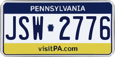 PA license plate JSW2776