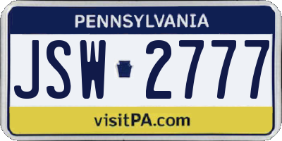 PA license plate JSW2777
