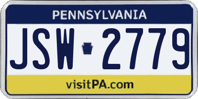 PA license plate JSW2779
