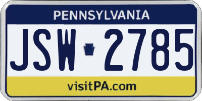 PA license plate JSW2785