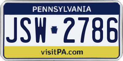 PA license plate JSW2786