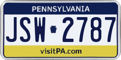 PA license plate JSW2787
