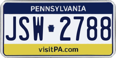 PA license plate JSW2788