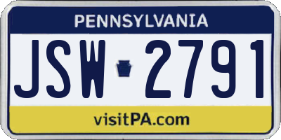 PA license plate JSW2791