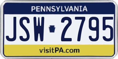 PA license plate JSW2795