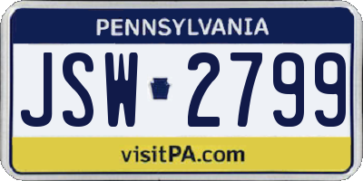 PA license plate JSW2799