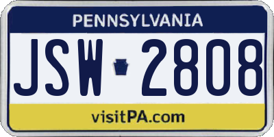 PA license plate JSW2808