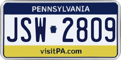 PA license plate JSW2809
