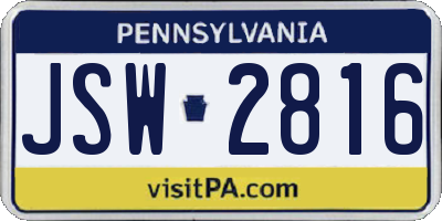 PA license plate JSW2816