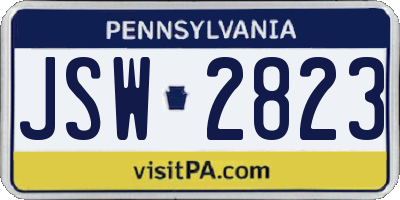 PA license plate JSW2823